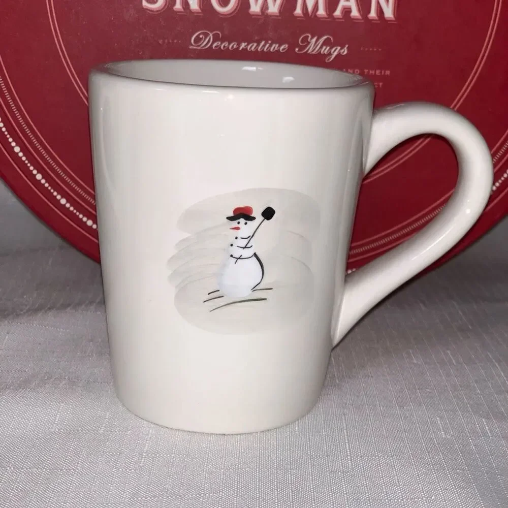 WILLIAMS SONOMA Snowman Mug Christmas Set 6 Retired Vintage Collectible Winter